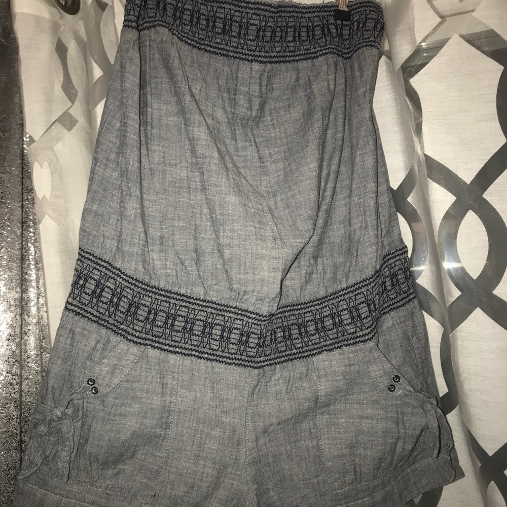 Grey/Blue Strapless Romper